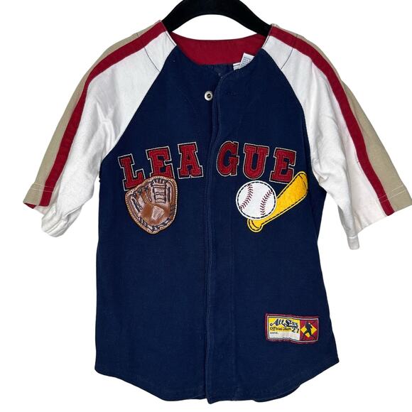 Vintage Kids Headquarters Baseball Shirt Boys Size 5 Jersey‎ MLB Button Up - Picture 1 of 6